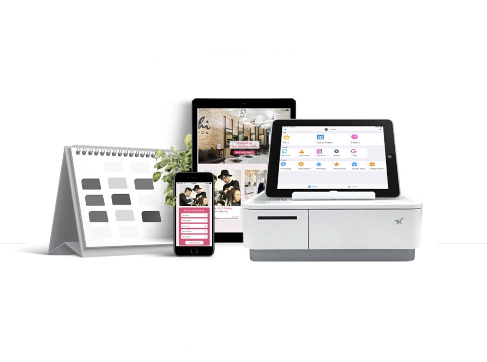 TunaiPro across booking website, mobile phone, and front-desk POS terminal